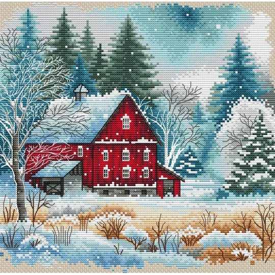 MINI Version. The Red Cabin - Cross Stitch Kit AVA-P064
