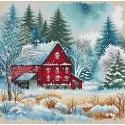 MINI Version. The Red Cabin - Cross Stitch Kit AVA-P064