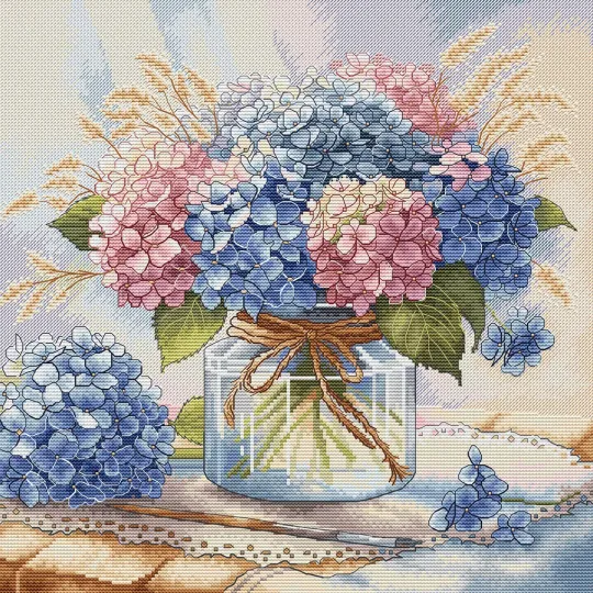Hydrangeas in Watercolor - Cross Stitch Kit AVA-P052