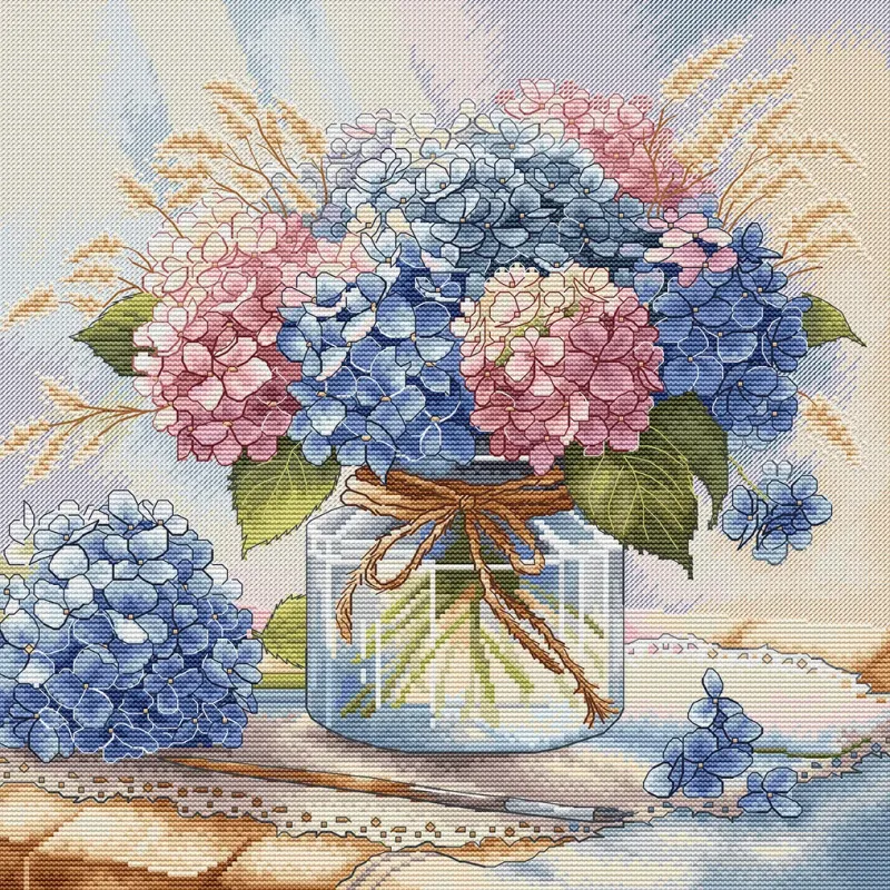 Hydrangeas in Watercolor - Cross Stitch Kit AVA-P052