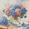 Hortensias à l'aquarelle - Kit de point de croix AVA-P052