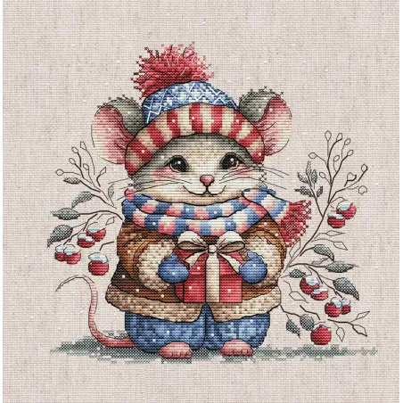 Little Mouse with a Scarf - Cross Stitch Kit AVA-P095