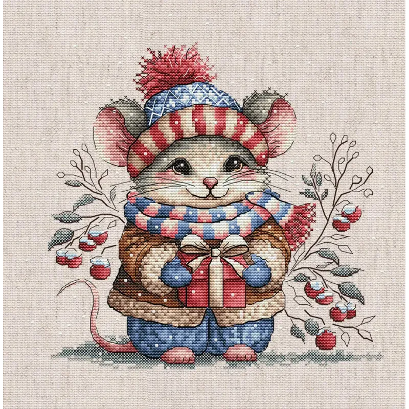Little Mouse with a Scarf - Cross Stitch Kit AVA-P095