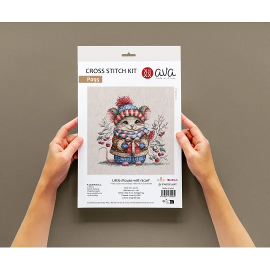 Kleine Maus mit Schal - Kreuzstich-Set AVA-P095