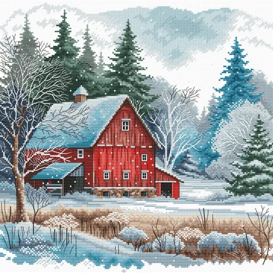 The Red Cabin under the Snow - Cross Stitch Kit AVA-P044