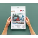 La cabane rouge sous la neige - Kit de point de croix AVA-P044