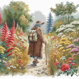 Chemin Floral - Kit de point de croix AVA-P107