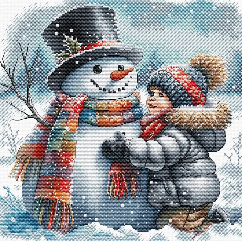 Boy and his Snow Friend - Cross Stitch Kit AVA-P086