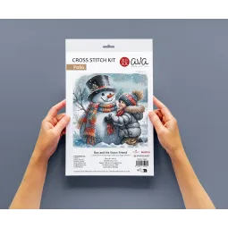 Junge und sein Schnee Freund - Kreuzstich-Set AVA-P086