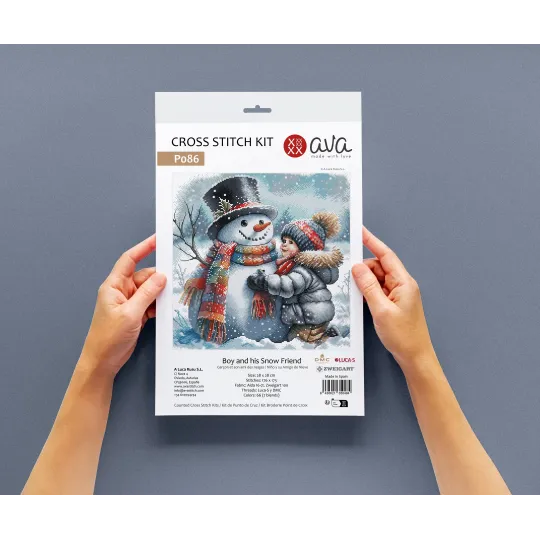 Boy and his Snow Friend - Cross Stitch Kit AVA-P086