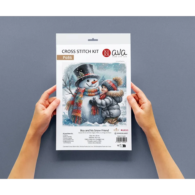 Boy and his Snow Friend - Cross Stitch Kit AVA-P086