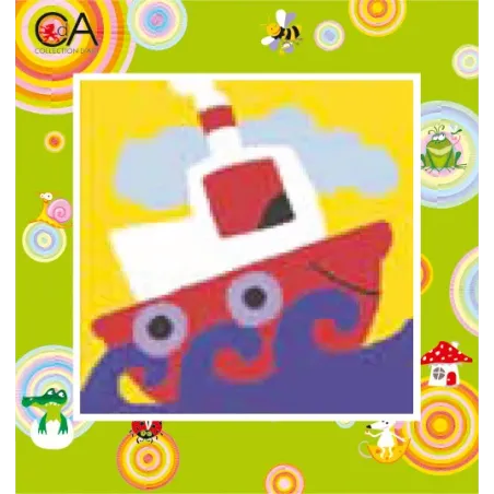 Tapestry Kit with printed canvas 15x15 Tugboat CDA2019K