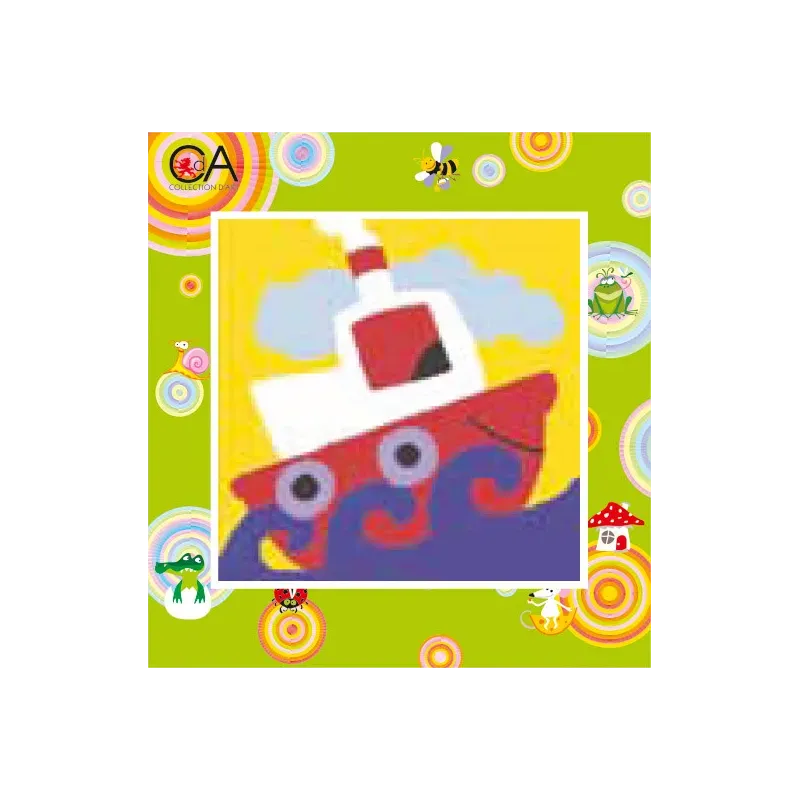 Kit tapisserie avec toile imprimée 15x15 Remorqueur CDA2019K