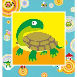 Kit de tapisserie avec toile imprimée 15x15 Tortue CDA2018K