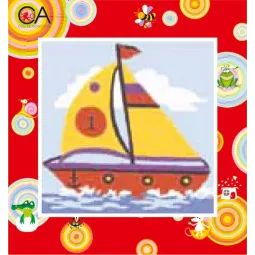 Gobelin-Set mit bedruckter Leinwand 15x15 Segelboot CDA2014K