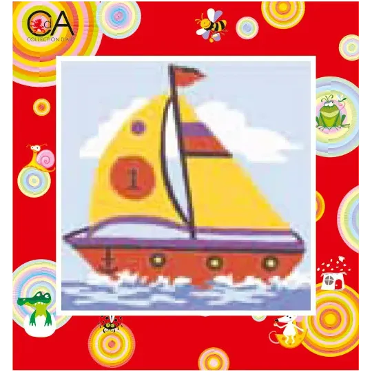 Gobeleno rinkinys su spausdintu drobės 15x15 Sailing Boat CDA2014K