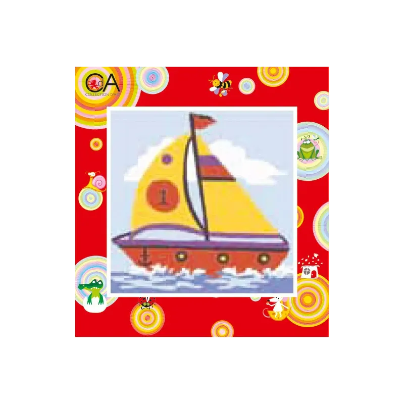 Tapestry Kit with printed canvas 15x15 Sailing Boat CDA2014K