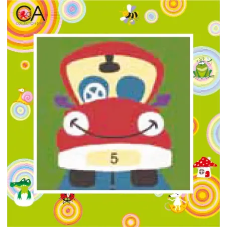 Kit de tapisserie avec toile imprimée 15x15 Red Car CDA2016K