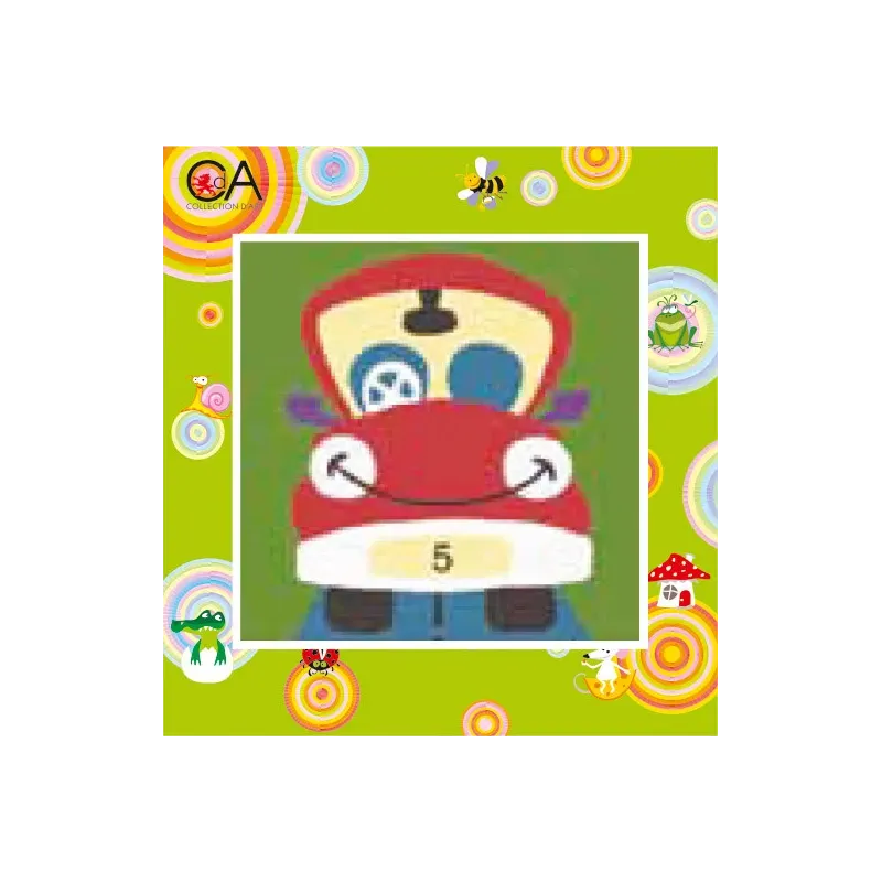Kit de tapisserie avec toile imprimée 15x15 Red Car CDA2016K
