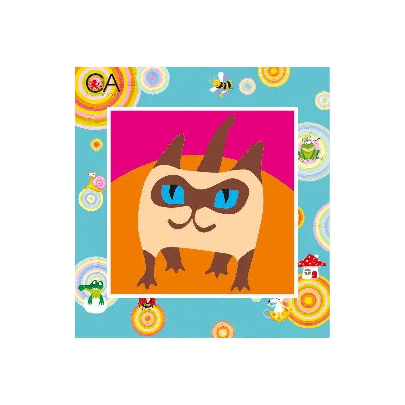 Gobelin-Set mit bedruckter Leinwand 15x15 Katze CDA2015K