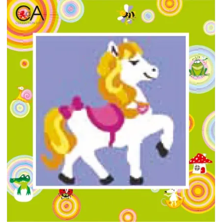 Kit de tapisserie avec toile imprimée 15x15 Pretty Pony CDA2013K