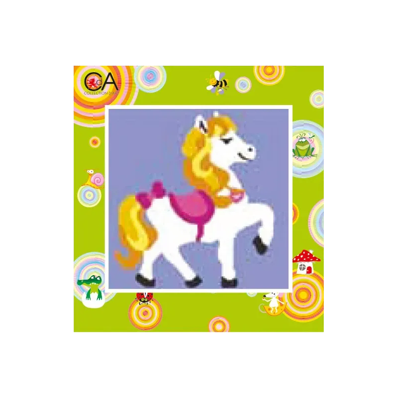 Kit de tapisserie avec toile imprimée 15x15 Pretty Pony CDA2013K