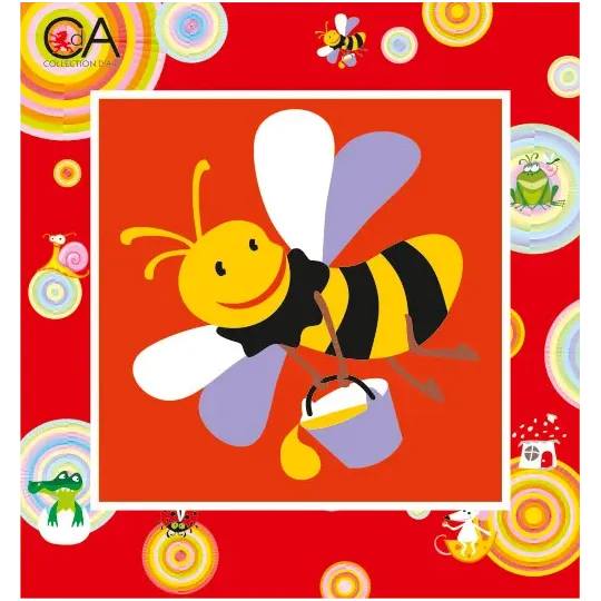 Kit tapisserie avec toile imprimée 15x15 Abeille avec miel CDA2011K