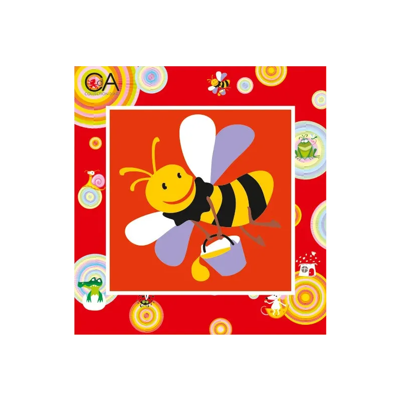 Gobelin-Set mit bedruckter Leinwand 15x15 Biene mit Honig CDA2011K