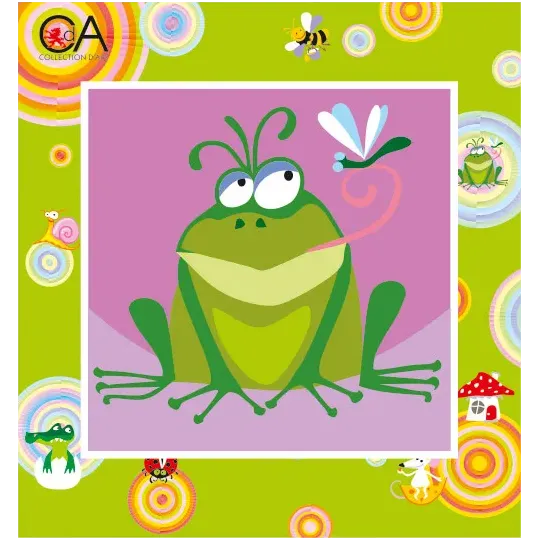 Tapestry Kit with printed canvas 15x15 Frog and Dragon Fly CDA2010K