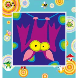 Gobelin-Set mit bedruckter Leinwand 15x15 Lila Fledermaus CDA2012K