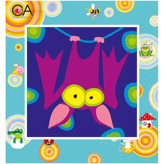 Tapestry Kit with printed canvas 15x15 Purple Bat CDA2012K