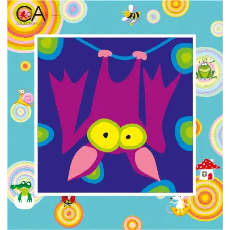 Gobelin-Set mit bedruckter Leinwand 15x15 Lila Fledermaus CDA2012K