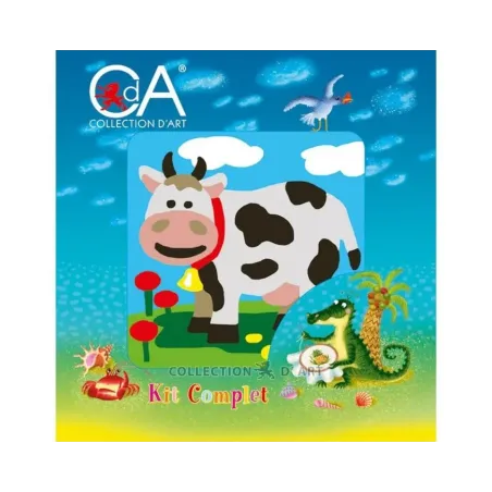 Gobelin-Set mit bedruckter Leinwand 10x10 Kuh CDA1060K