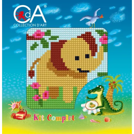 Tapestry Kit with printed canvas 10x10 Elephant CDA1059K