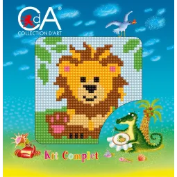 Kit de tapisserie avec toile imprimée 10x10 Lionceau CDA1058K