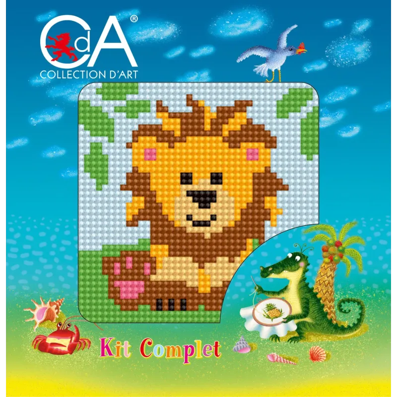 Wandteppich-Set mit bedruckter Leinwand 10x10 Löwe CDA1058K