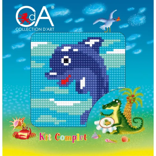 Tapestry Kit with printed canvas 10x10 Dolphin CDA1057K