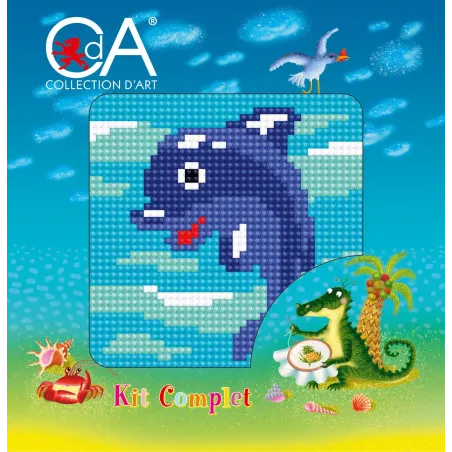 Tapestry Kit with printed canvas 10x10 Dolphin CDA1057K