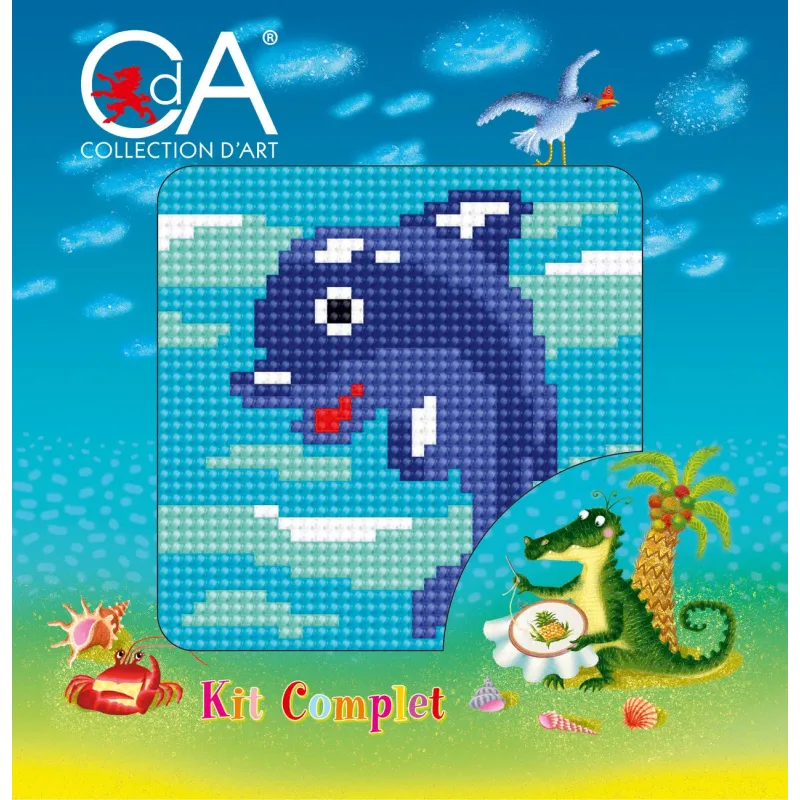 Tapestry Kit with printed canvas 10x10 Dolphin CDA1057K