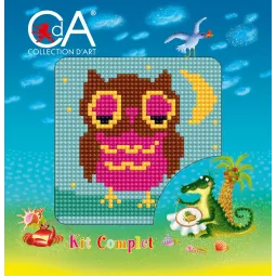 Kit de tapisserie avec toile imprimée 10x10 Owlet CDA1056K