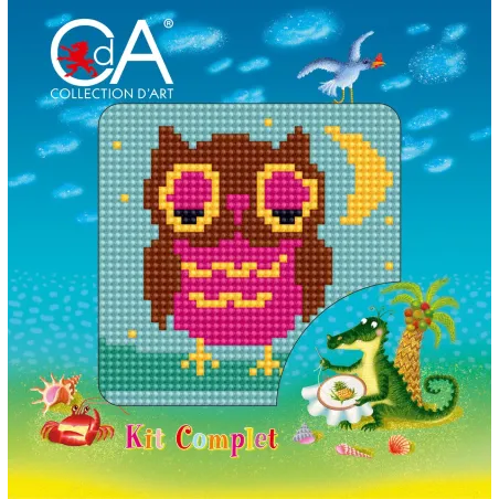 Kit de tapisserie avec toile imprimée 10x10 Owlet CDA1056K