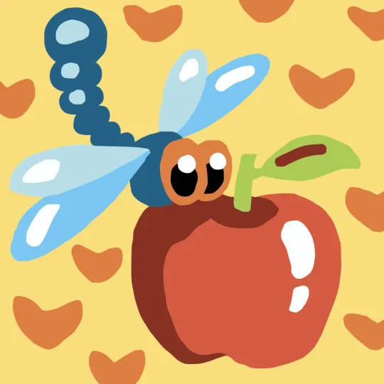 Gobelin-Set mit bedruckter Leinwand 10x10 Libelle mit Apfel CDA1049K