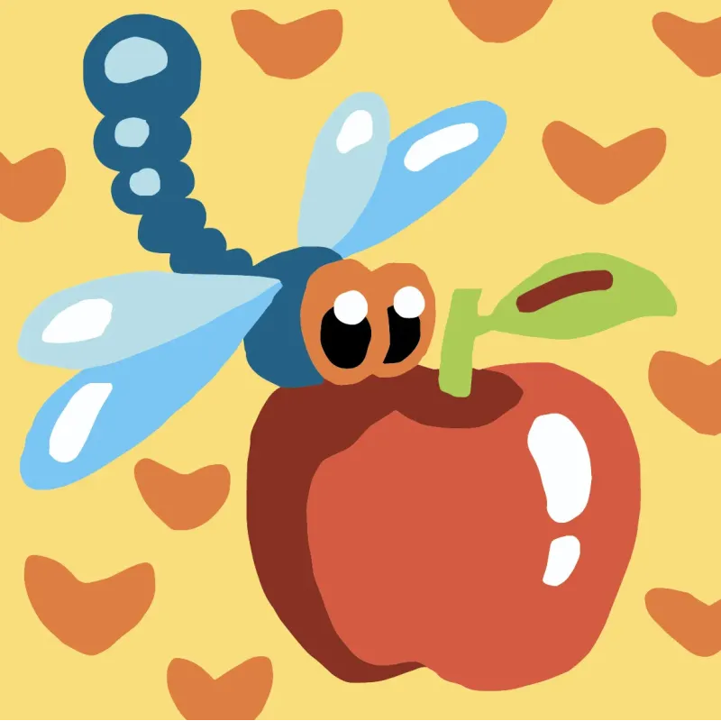 Tapestry Kit with printed canvas 10x10 Dragonfly with apple CDA1049K