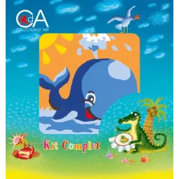 Kit tapisserie avec toile imprimée 10x10 Baleine CDA1023K