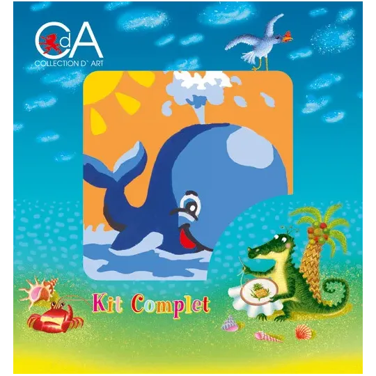 Tapestry Kit with printed canvas 10x10 Whale CDA1023K