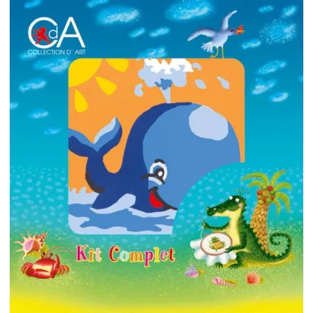 Kit tapisserie avec toile imprimée 10x10 Baleine CDA1023K
