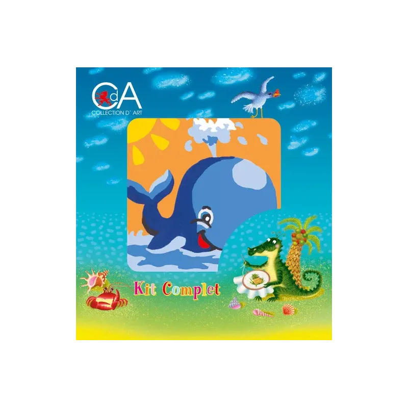 Gobelin-Set mit bedruckter Leinwand 10x10 Wal CDA1023K