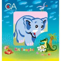 Gobelin-Set mit bedruckter Leinwand 10x10 Elefant CDA1024K