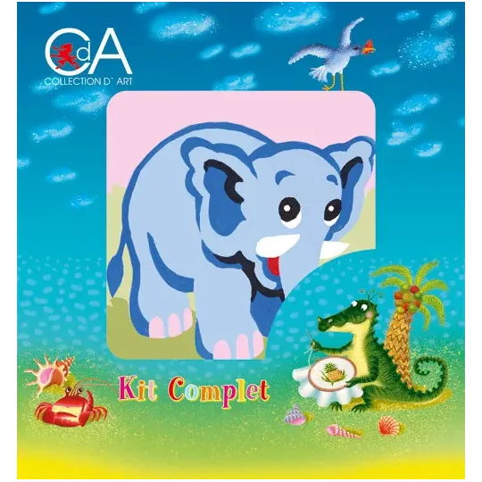 Tapestry Kit with printed canvas 10x10 Elephant CDA1024K