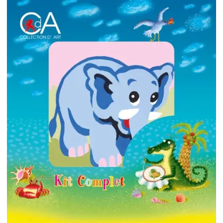 Tapestry Kit with printed canvas 10x10 Elephant CDA1024K